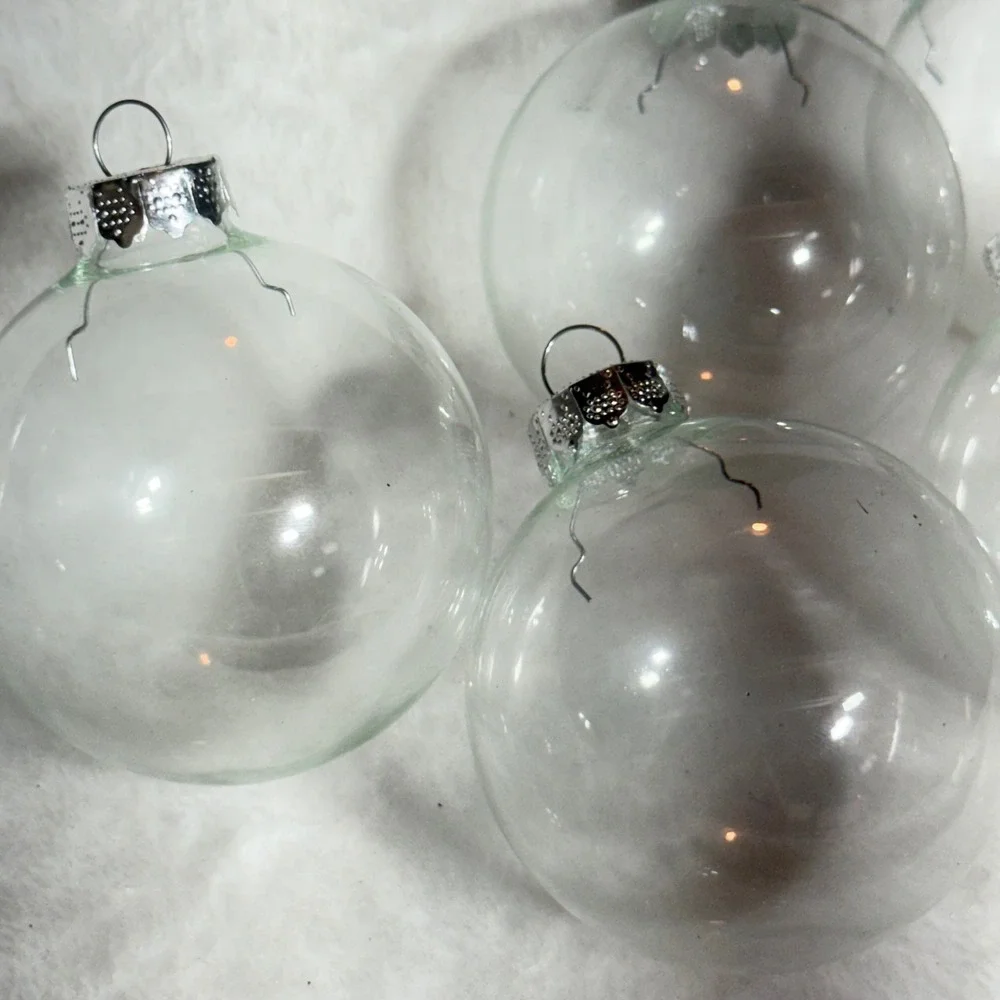 Clear Glass Ball Ornaments DIY Fillable Set of 7 Christmas Round Clear